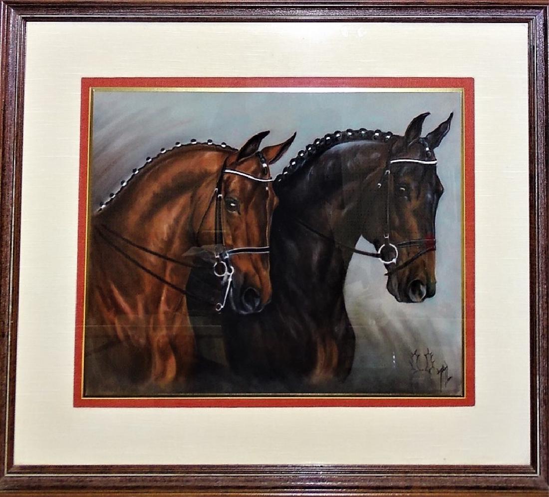 CONTEMPORARY AMERICAN PASTEL ON PAPER OF HORSES (1 of 3)