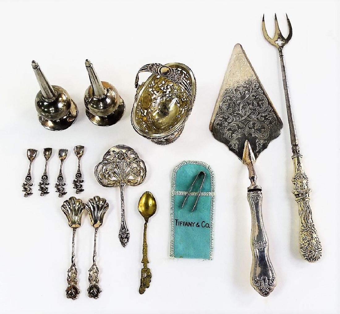 LOT OF ASSORTED ANTIQUE SILVER & STERLING UTENSILS (1 of 4)