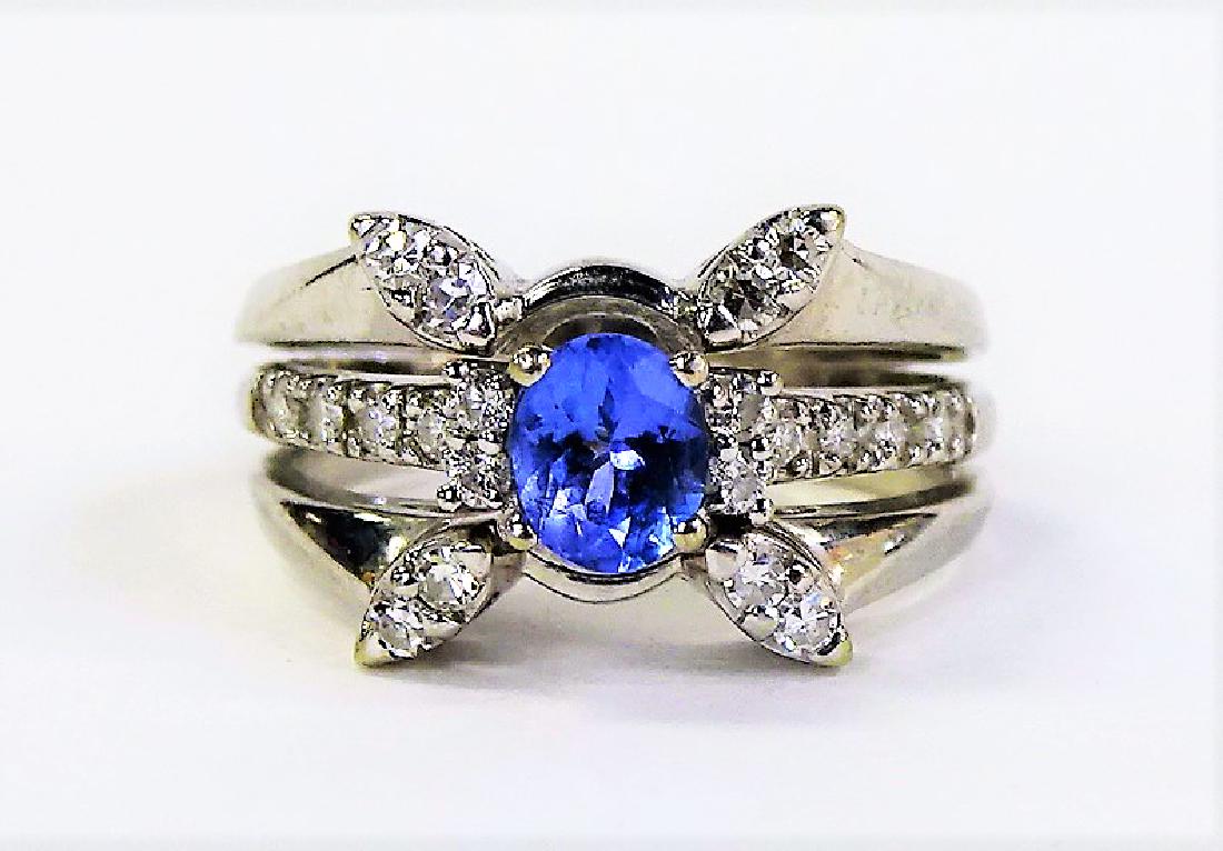 LADIES STUNNING 14KT WG TANZANITE & DIAMOND RING (1 of 5)