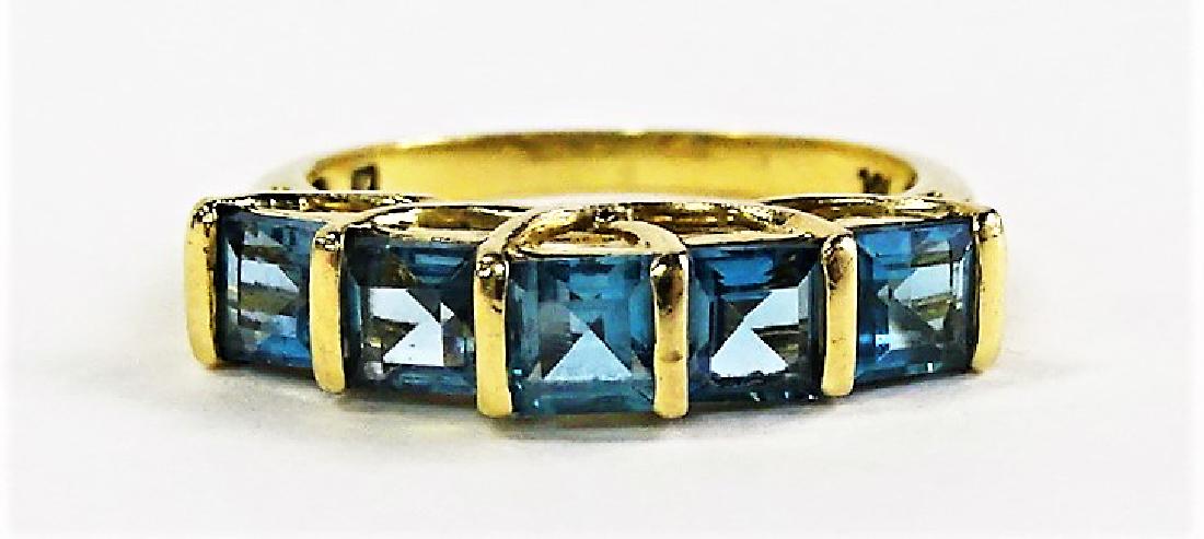 LADIES 14KT YELLOW GOLD BLUE TOPAZ RING (1 of 4)