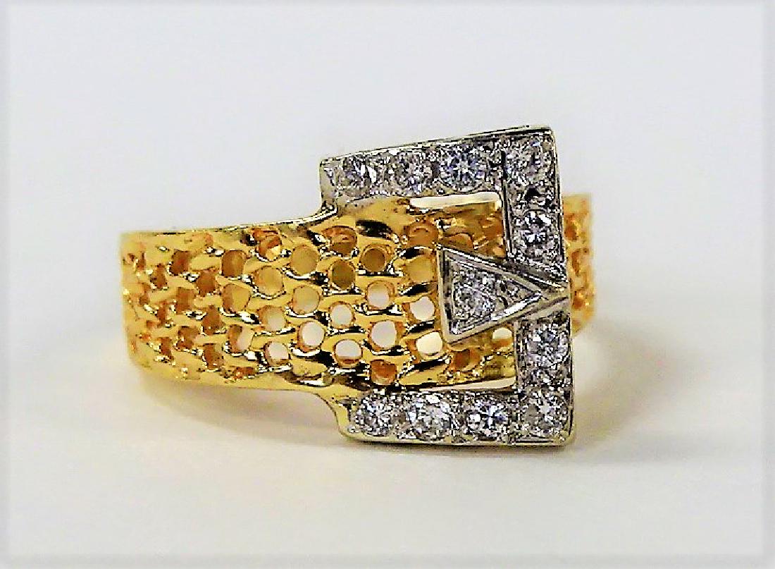 LADIES 14KT TWO-TONE GOLD DIAMOND BELT RING (1 of 4)