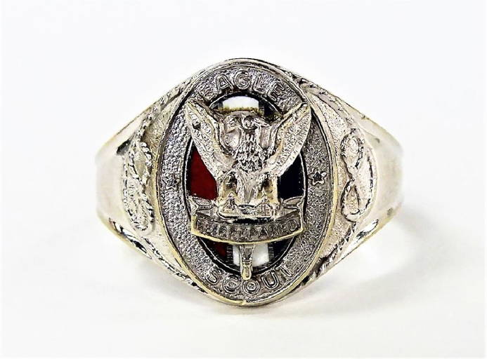 Vintage 14kt W Gold Boys Scout Eagle Scout Ring