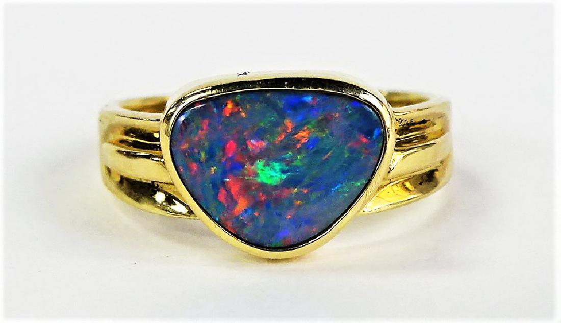 LADIES 14KT YELLOW GOLD FIRE OPAL RING (1 of 4)