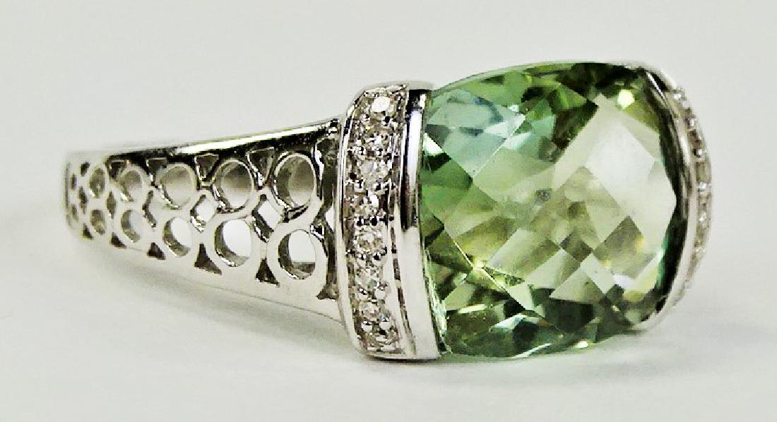LADIES 14KT WG CHRYSOPRASE & DIAMOND RING (1 of 3)