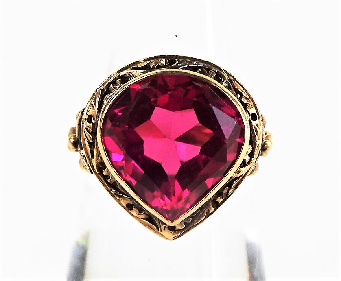 ANTIQUE CZECH 18KT ROSE GOLD GARNET RING (1 of 4)