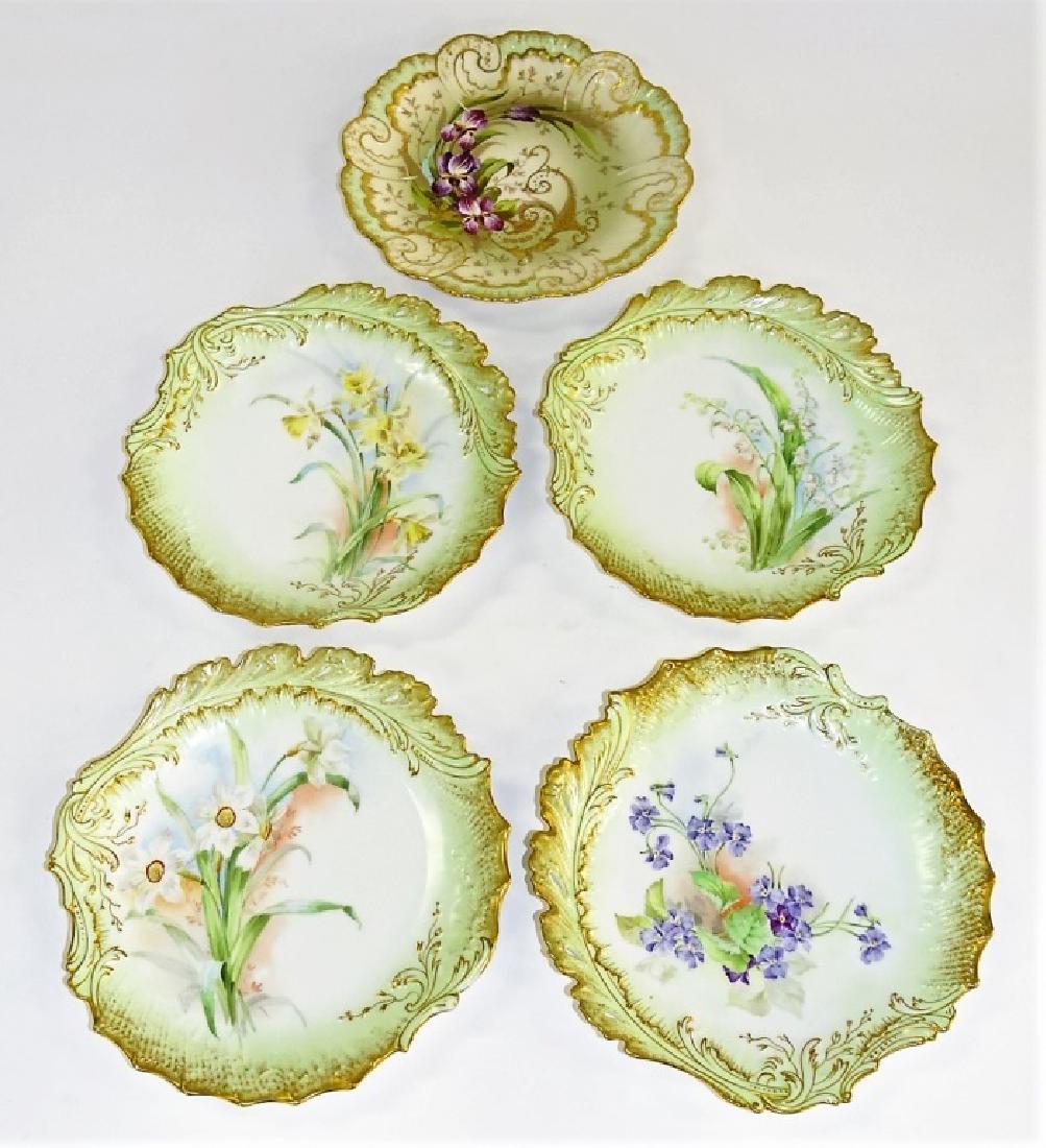 5 MARTIAL REDON H/P LIMOGES PORCELAIN PLATES (1 of 2)