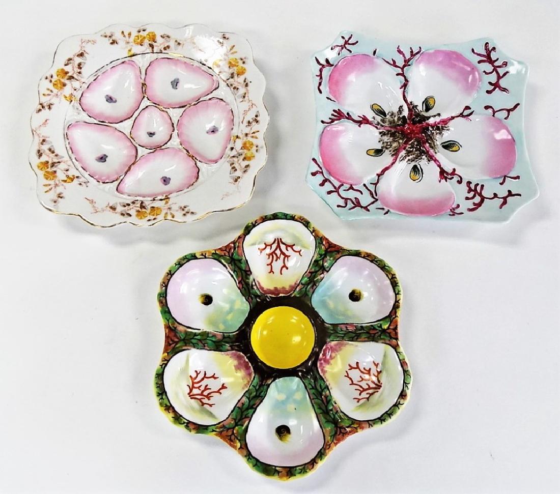3 HAND PAINTED CZECH PORCELAIN OYSTER PLATES (1 of 2)