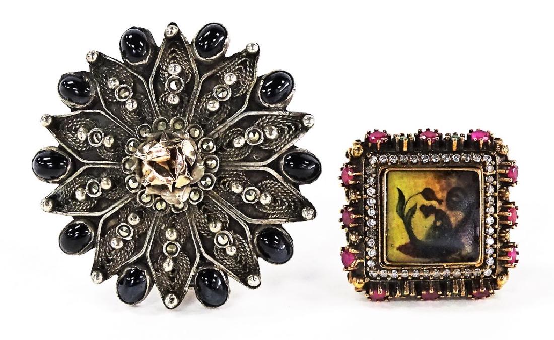 LARGE STRELING GREEK BROOCH & STERLING RING (1 of 3)