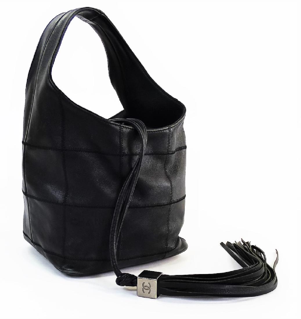 CHANEL SURPIQUE LEATHER DRAWSTRING BUCKET BAG (1 of 4)
