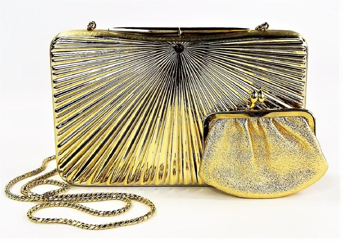 VINTAGE JUDITH LEIBER GOLD TONE METAL CLUTCH (1 of 6)