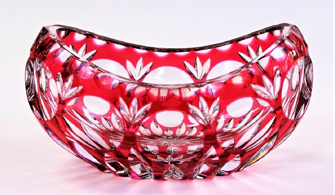 VINTAGE CZECH CRANBERRY CUT TO CLEAR BOWL (1 of 3)