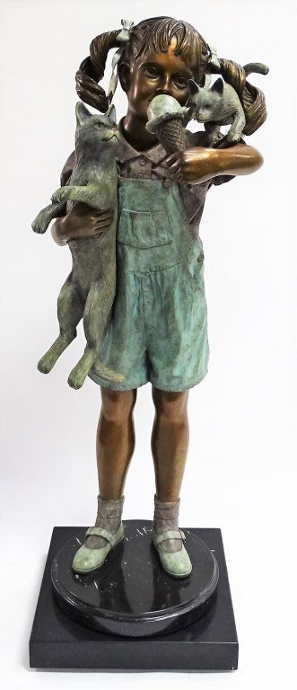 HOWARD JOHNSON ORIGINAL BRONZE SCULPTURE OF CHILD (1 of 6)