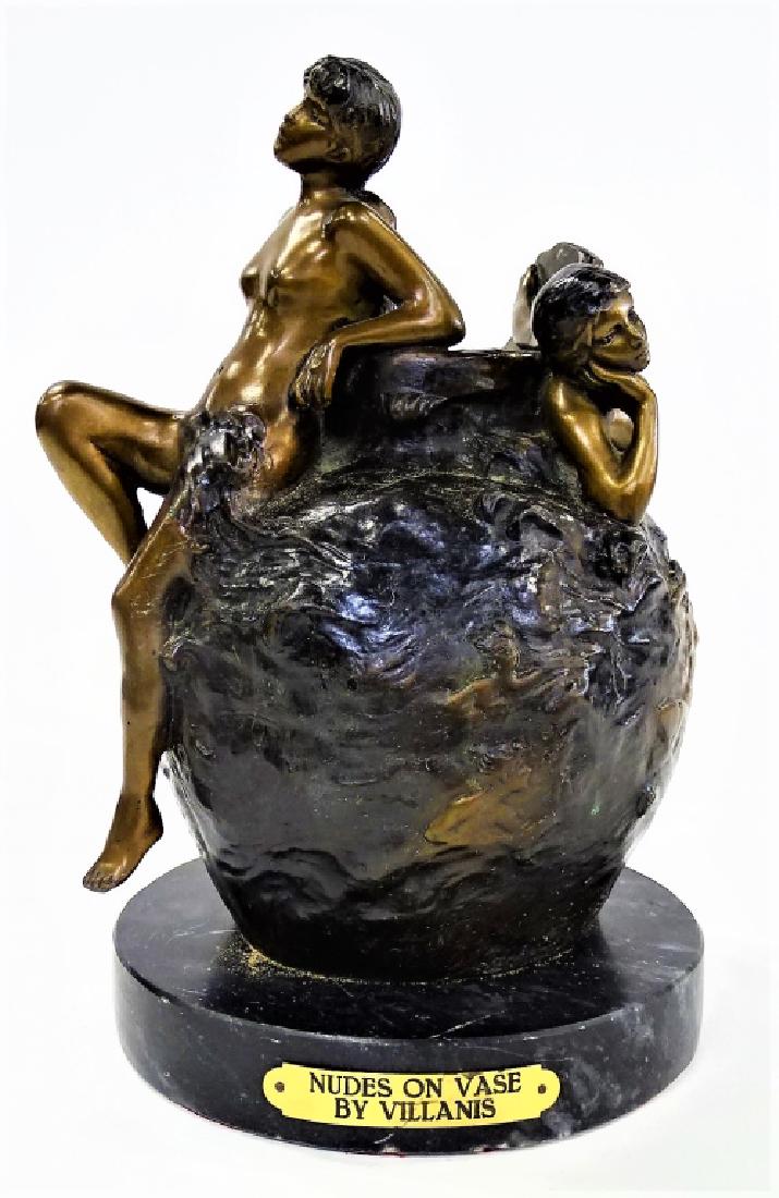 VILLANIS LOST WAX CAST BRONZE NUDES ON VASE (1 of 4)