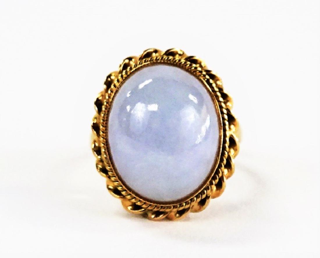 14KT Y GOLD AND LAVENDER JADE LADIES COCKTAIL RING (1 of 3)
