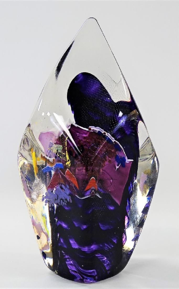 SIGNED CONTEMPORARY ART GLASS OBELISK SCULPTURE (1 of 4)