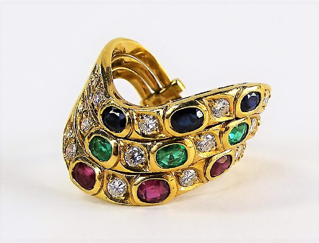 ESTATE 18KT GOLD CURVED GEMSTONE STACKABLE RINGS (1 of 5)