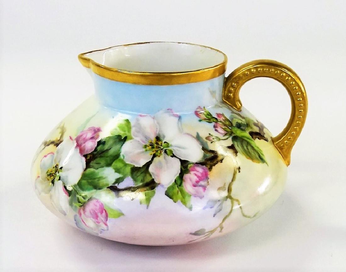 H/P JEAN POUYAT LIMOGES FLORAL PORCELAIN PITCHER (1 of 3)