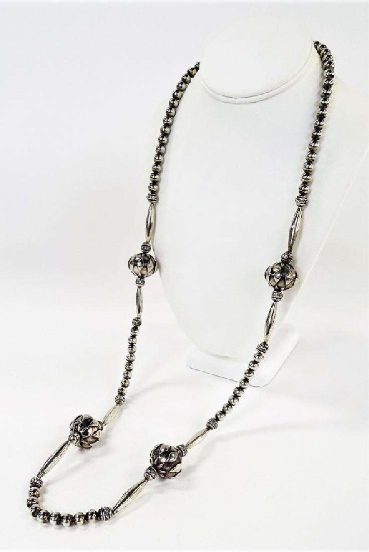 VTG STERLING SILVER MELON BEAD NECKLACE