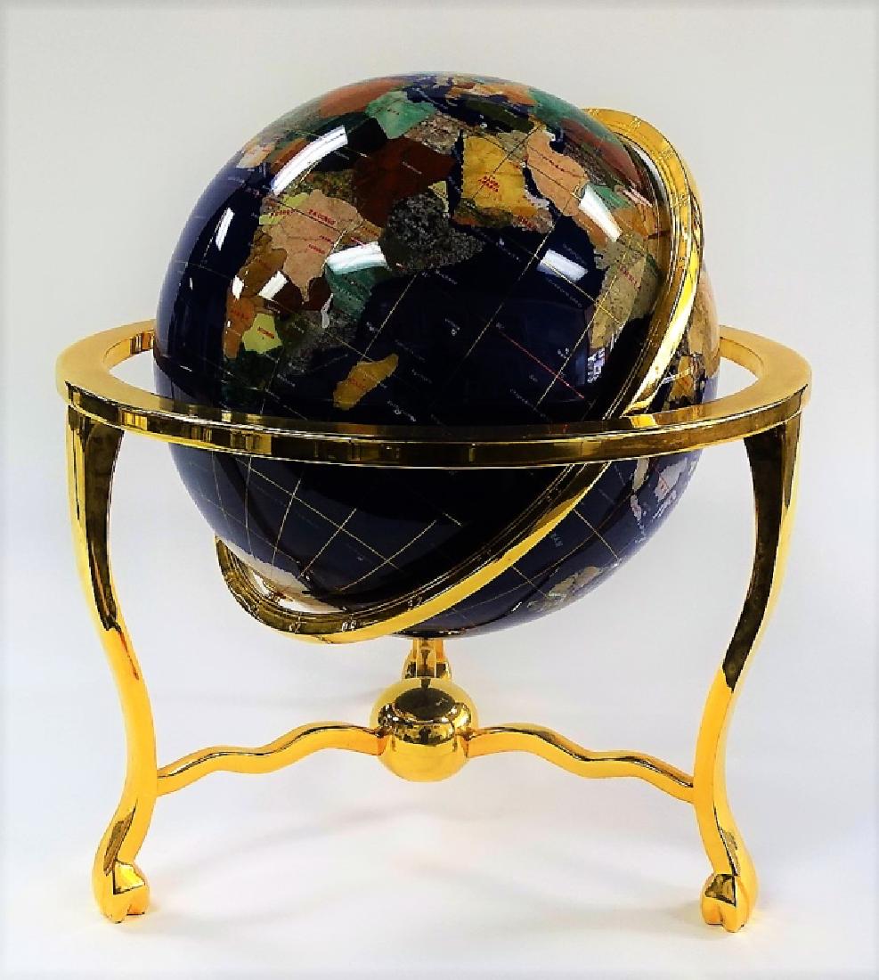 LAPIS PANELED & GEMSTONE SET TERRESTIAL GLOBE (1 of 5)