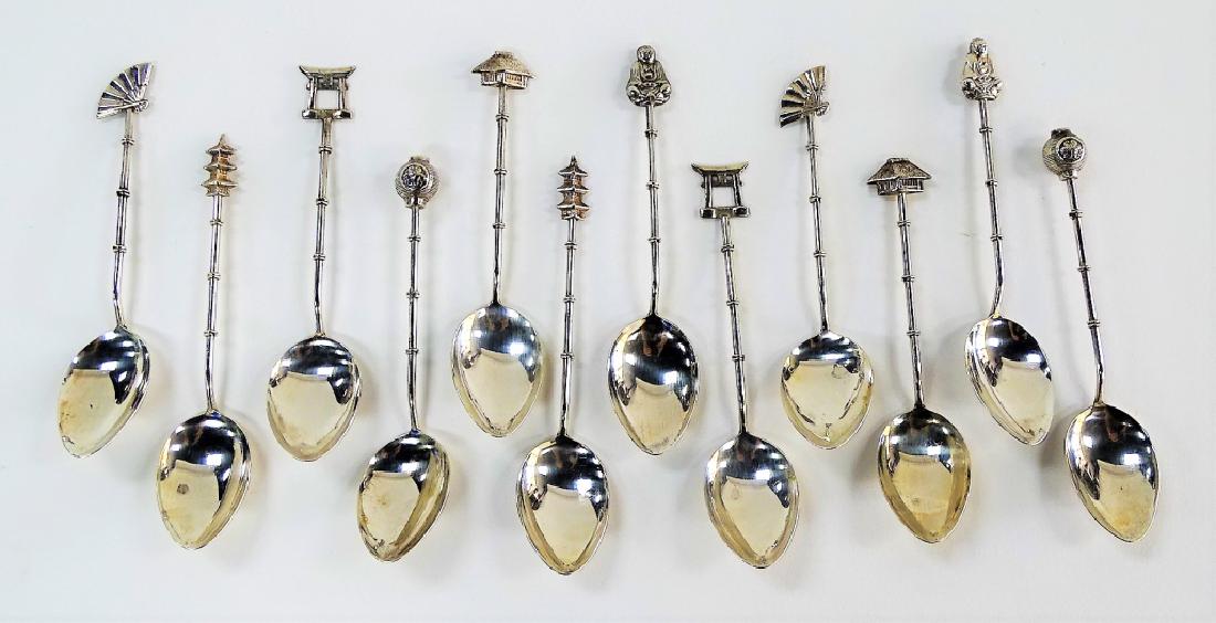 12 JAPANESE STERLING SILVER DEMITASSE SPOONS (1 of 4)
