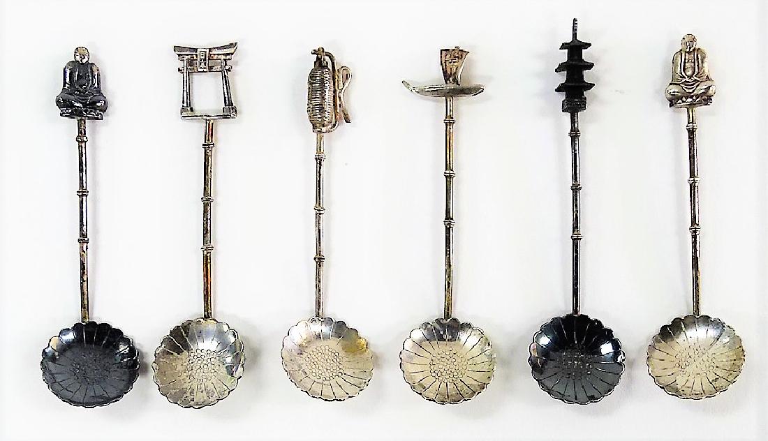 6 JAPANESE STERLING SILVER DEMITASSE SPOONS (1 of 3)