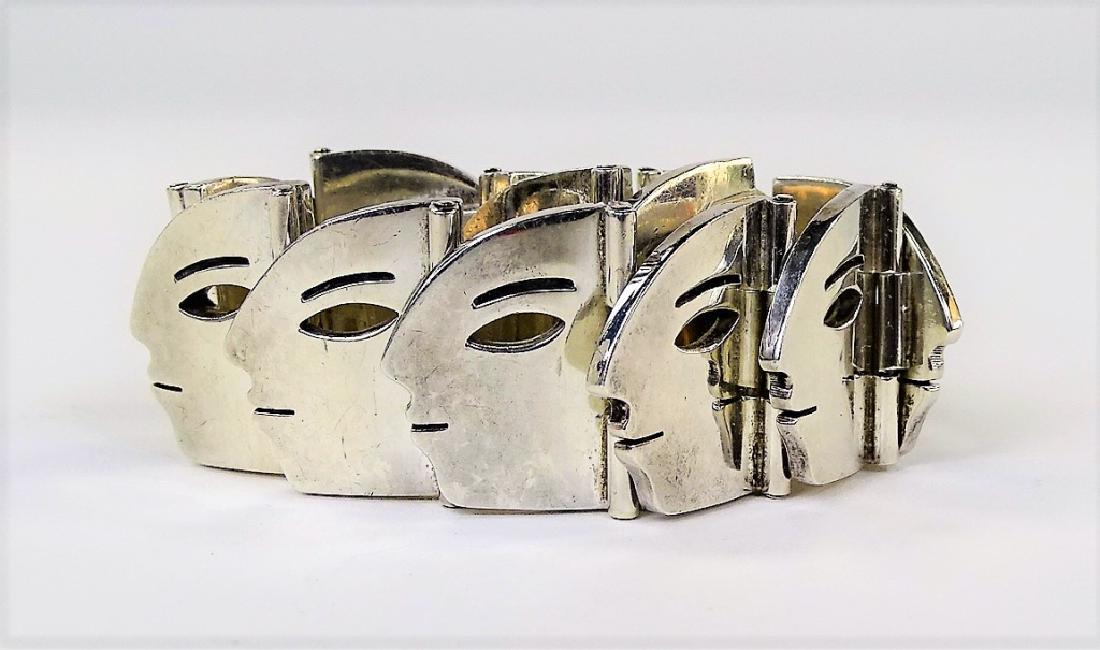 VTG TAXCO MEXICO STERLING SILVER FACE BRACELET (1 of 4)