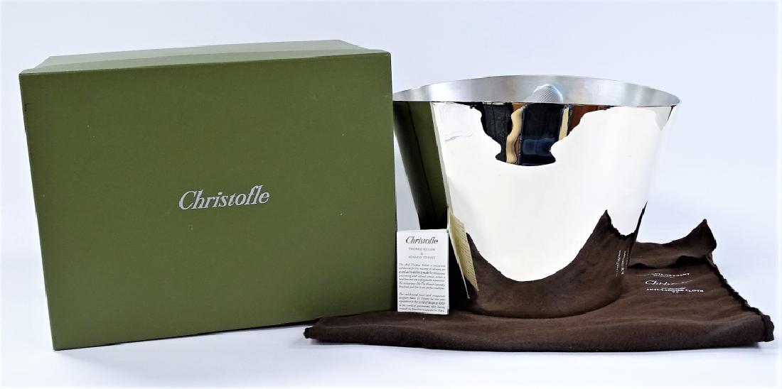CHRISTOFLE "PER SE" HOLLOWARE DESIGNER ICE BUCKET: Designed by Thomas Keller & Adam D. Tihany; World renowned chefs for their mastery of the culinary arts and restaurant management acumen. Hallmarked to base "Christofle K + T". Originally purchased fr