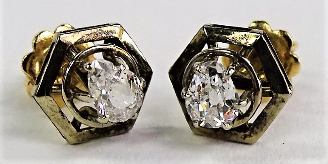 PR LADIES 14KT YG SCREWBACK DIAMOND EARRINGS (1 of 4)