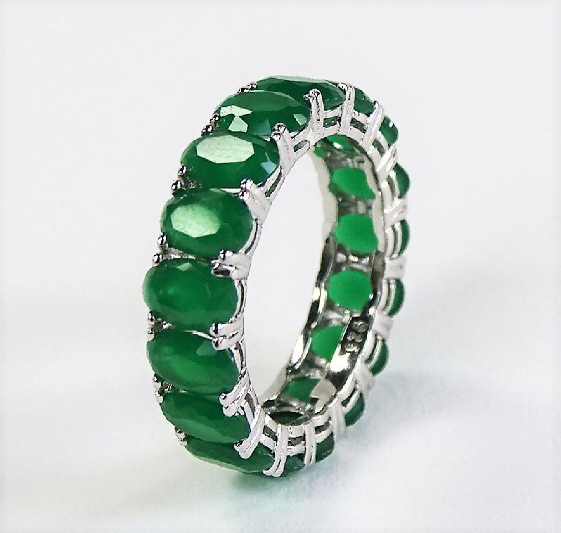 LADIES .925 STERLING & EMERALD ETERNITY RING (1 of 3)