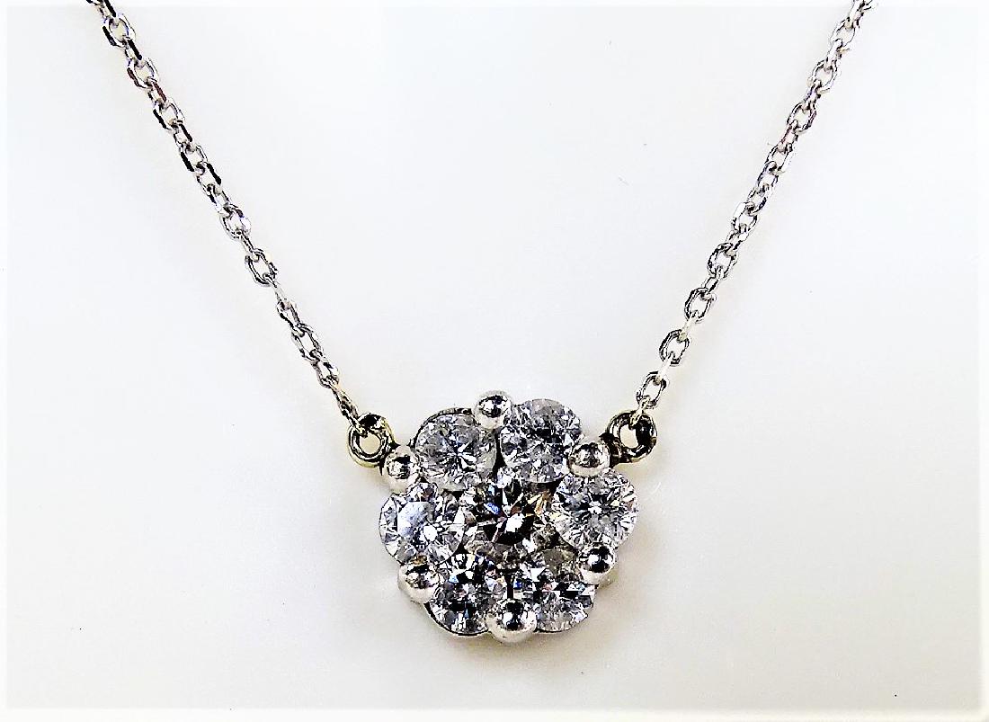 LADIES 14KT WHITE GOLD & DIAMOND CHARM NECKLACE (1 of 3)