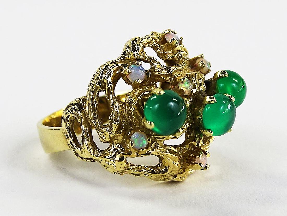 ESTATE 14KT GOLD CHRYSOPRASE CABOCHON OPAL RING (1 of 3)