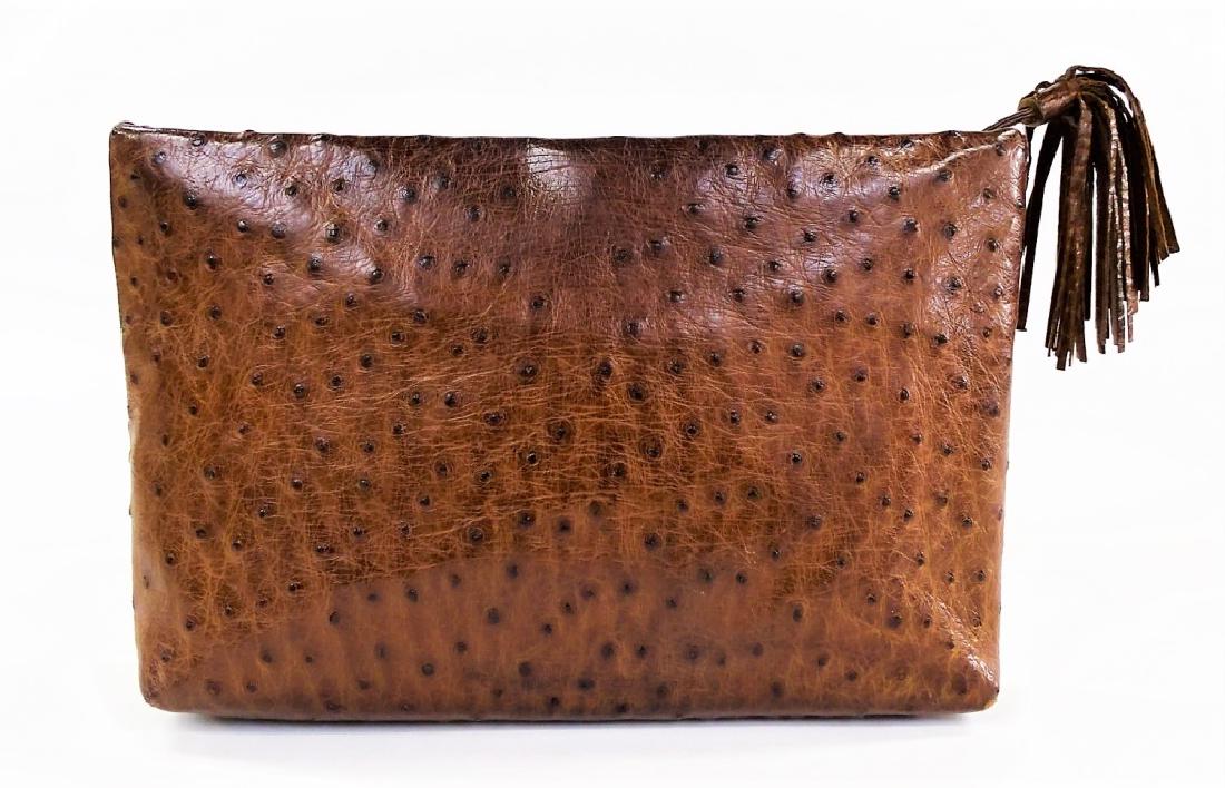 AUTHENTIC HELENE ITALY BROWN OSTRICH SKIN BAG (1 of 5)