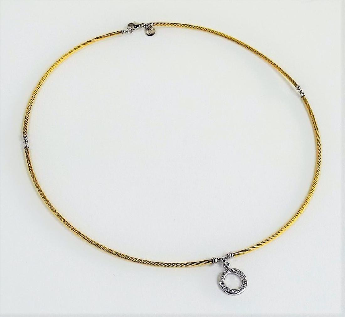 CHARRIOL 18KT Y GOLD & DIAMOND CHOKER NECKLACE: About 16" long, with about .15 cts of round brilliant diamonds signed Charriol 750 total weight 6.5 grams shipping to be $20 plus ins U.S.