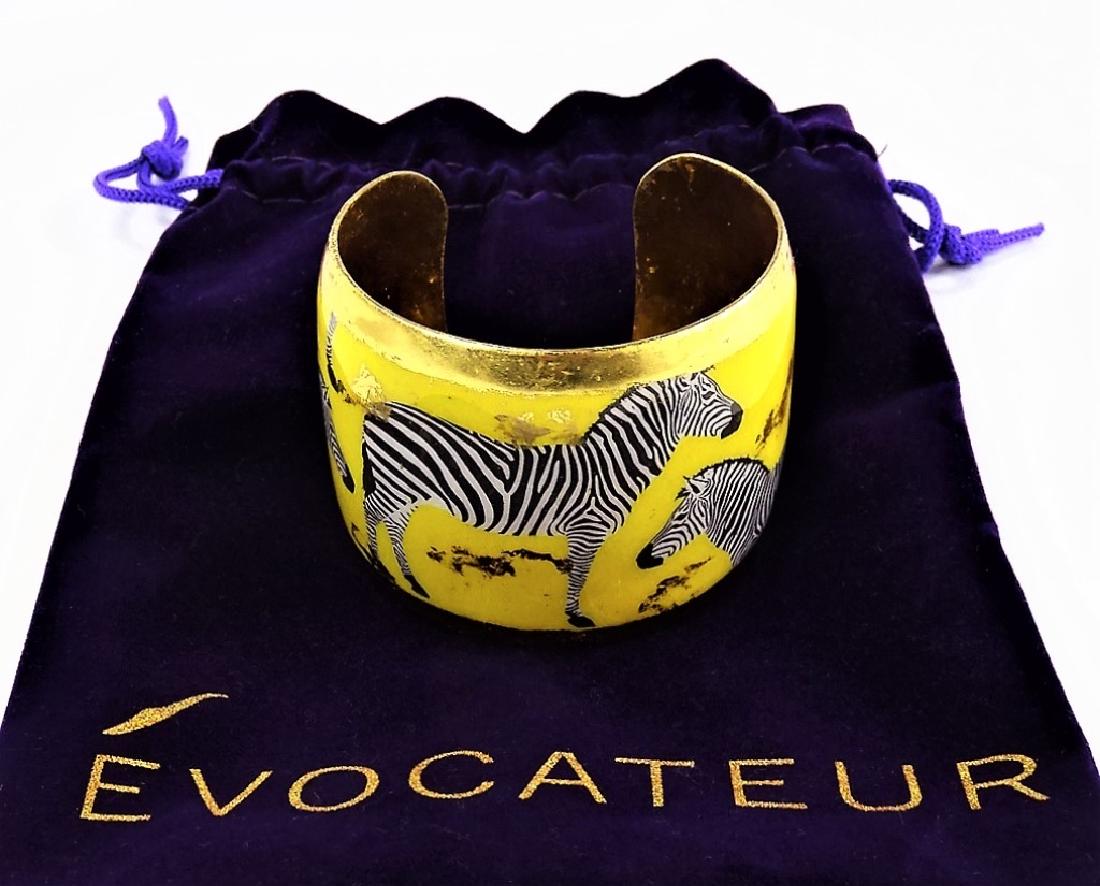 EVOCATEUR ENAMELED GOLDTONE ZEBRA CUFF BRACELET (1 of 5)
