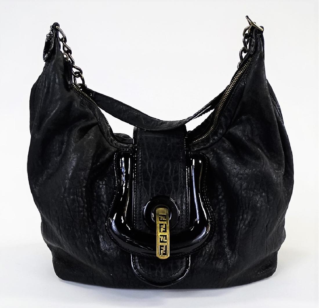 FENDI BLACK SOFT NAPPA LEATHER SHOULDER BAG (1 of 6)