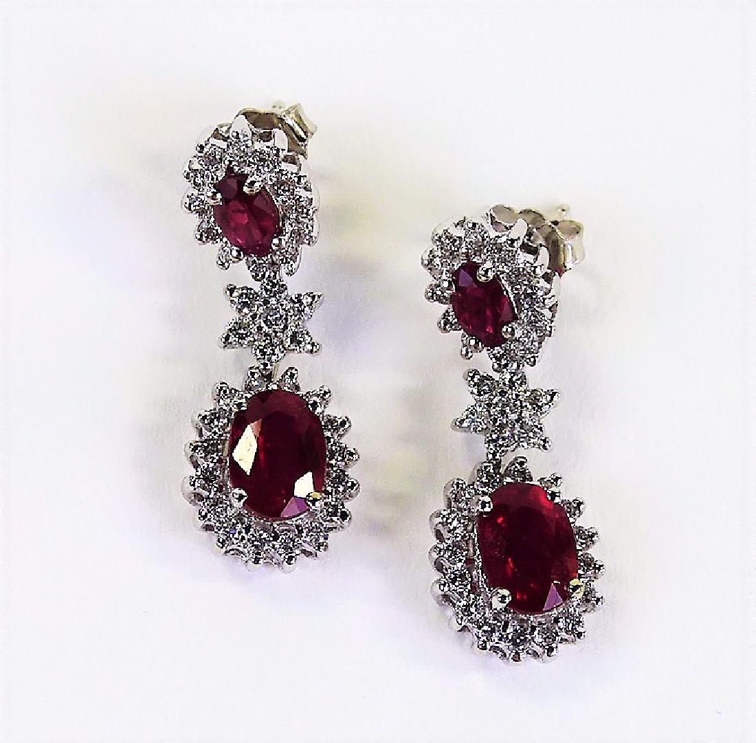 VINTAGE EFFY 14K WHITE GOLD DIAMOND RUBY EARRINGS (1 of 3)