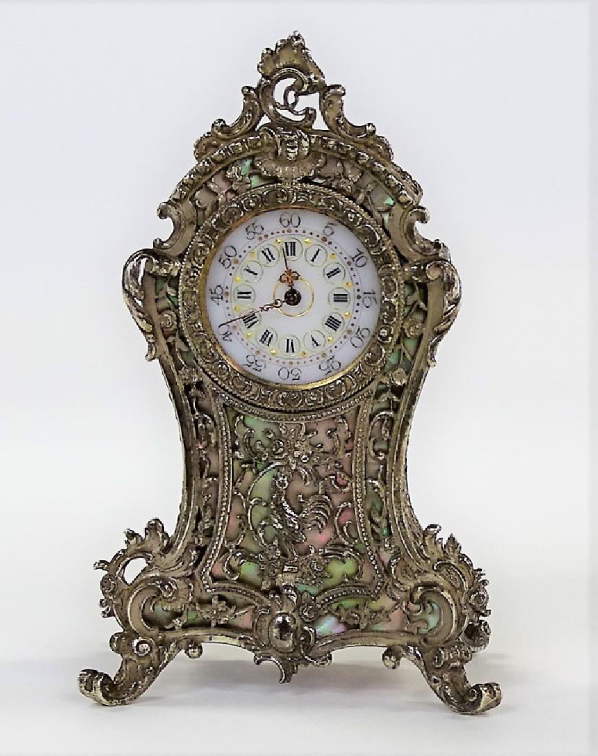 RARE MINIATURE 800 SILVER CLOCK MOP FACE (1 of 7)