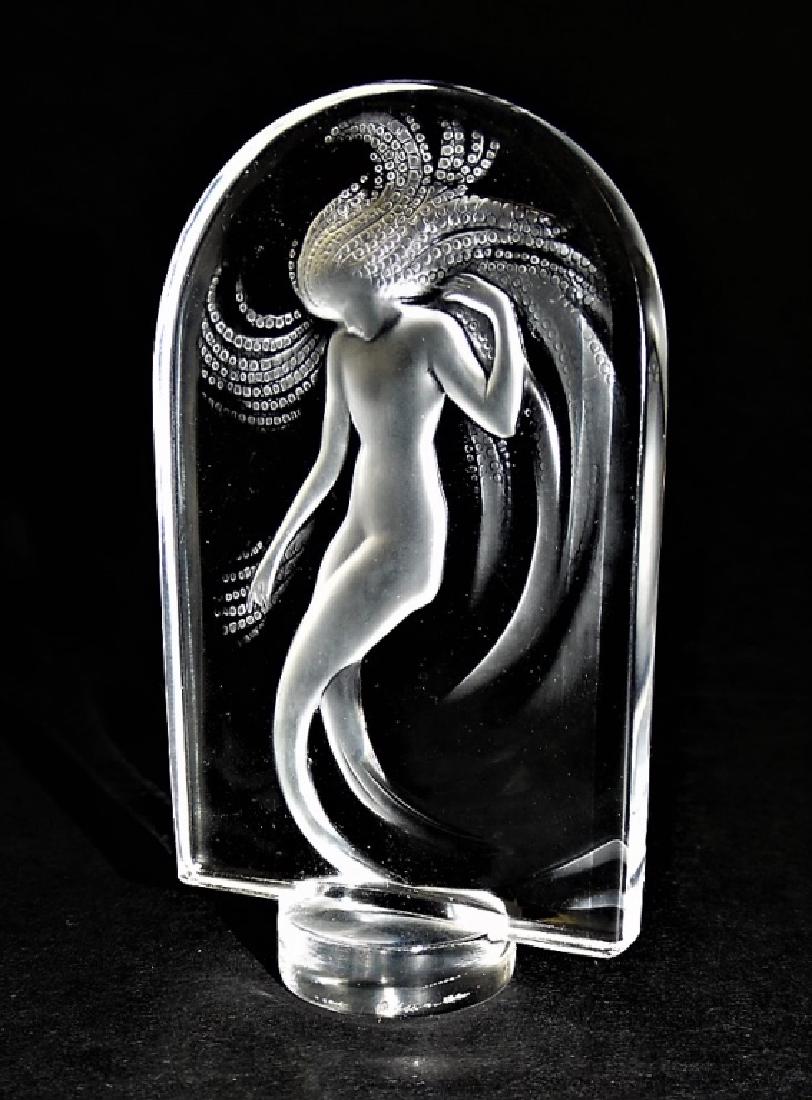 LALIQUE FRANCE MOLDED & FROSTED NAIAD PAPERWEIGHT (1 of 3)