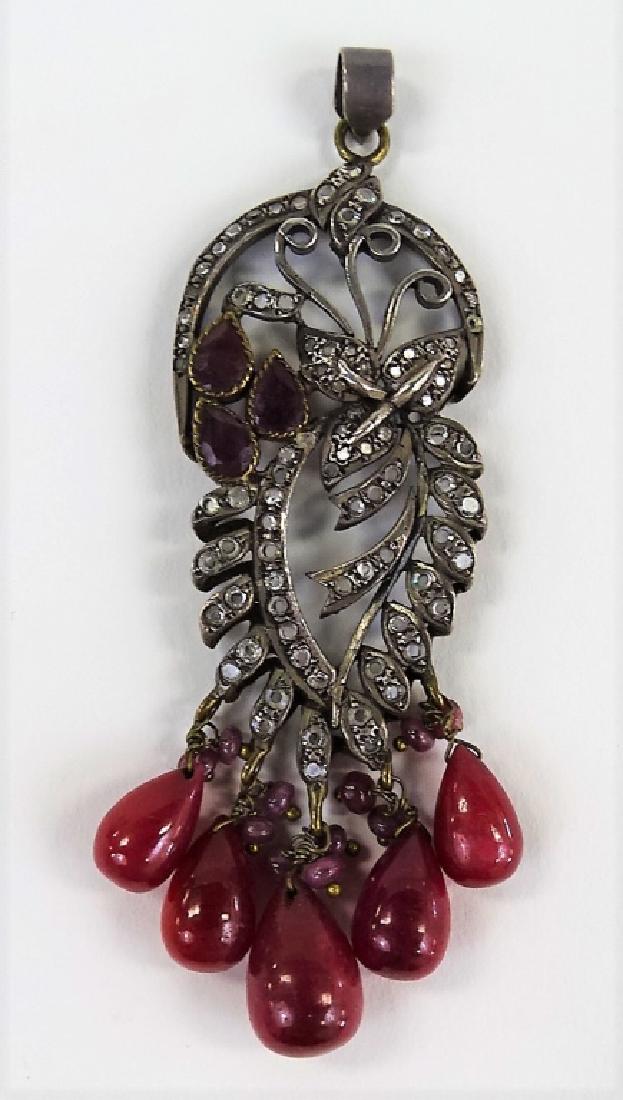 ESTATE STERLING RUBY & WHITE SAPPHIRE PENDANT (1 of 3)