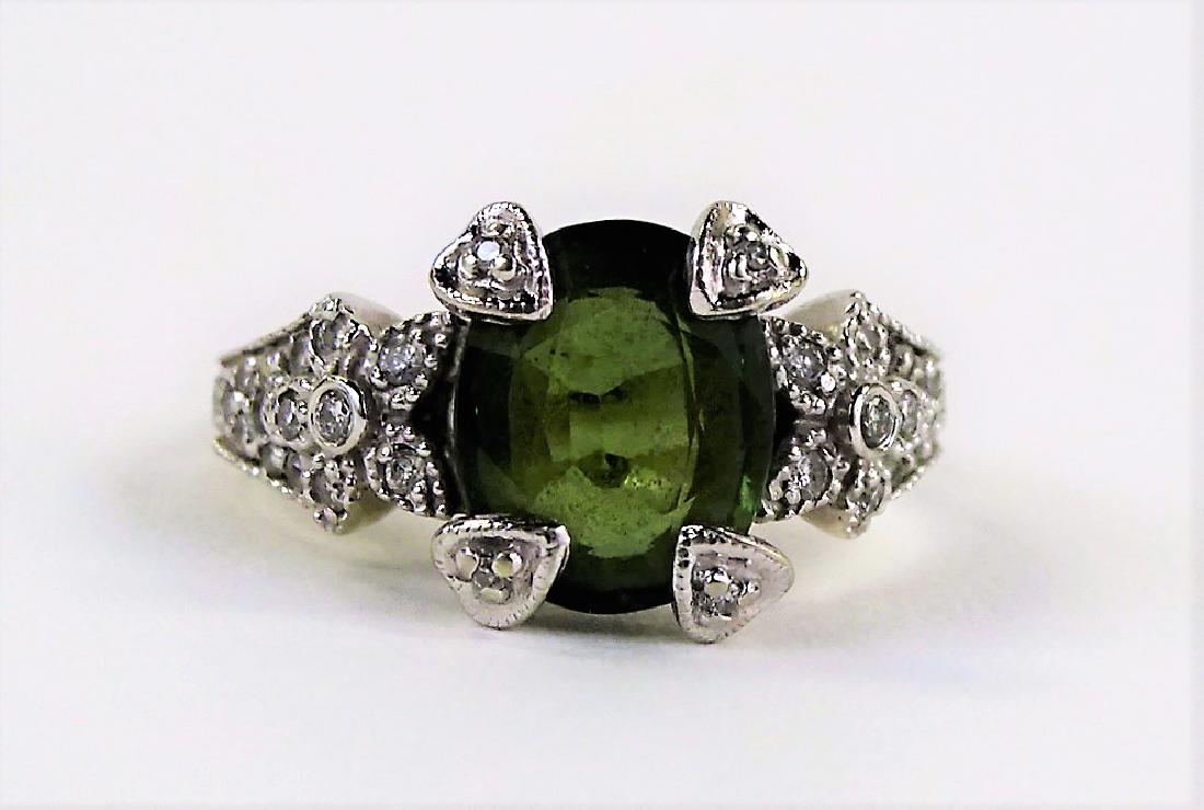 ESTATE 14K WHITE GOLD PERIDOT DIAMOND LADIES RING (1 of 4)