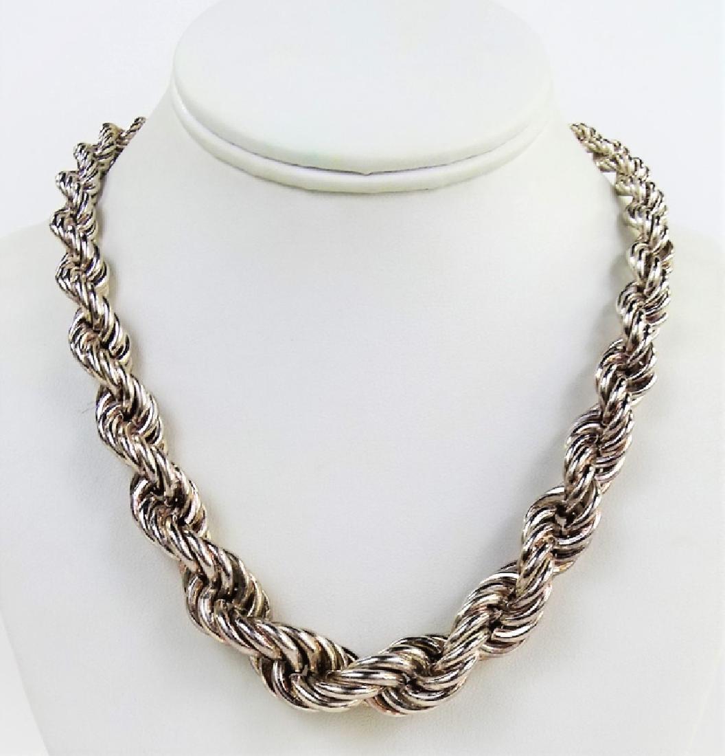 GRADUATED STERLING SILVER TWISTED ROPE NECKLACE (1 of 3)