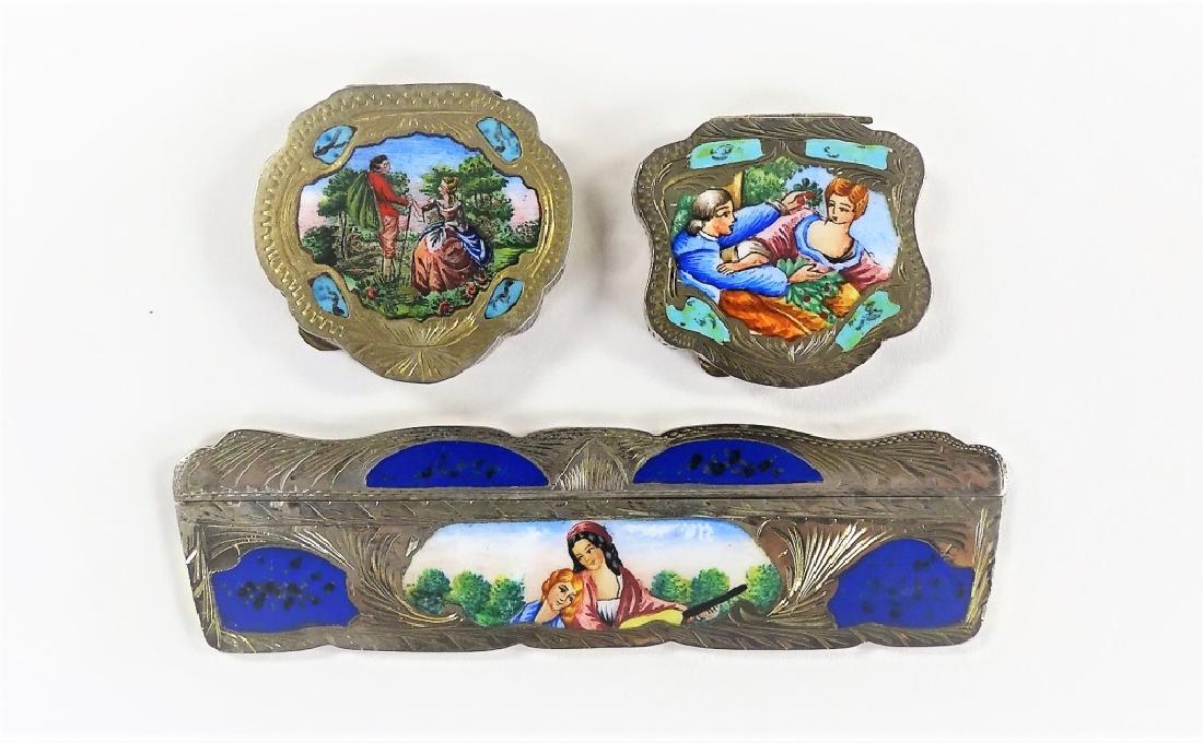 ITALIAN ENAMELED .800 SILVER COMPACTS & COMB (1 of 2)