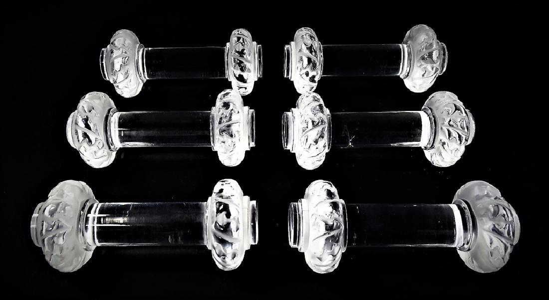 LALIQUE SET OF 6 ST HUBERT CRYSTAL KNIFE RESTS (1 of 2)