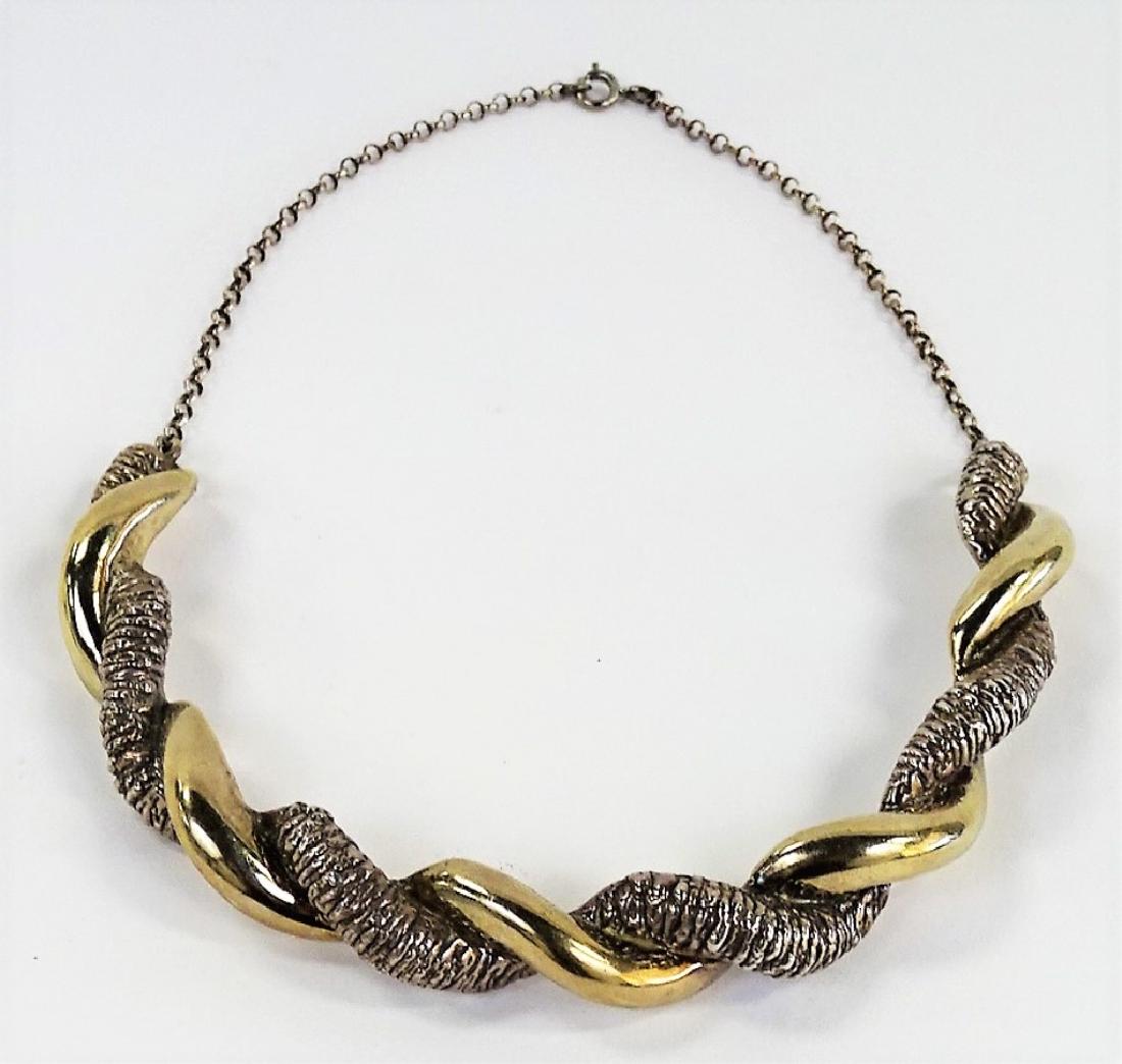 ISRAELI STERLING SILVER TWISTED CHOKER NECKLACE: Measures approx. 16" long x 3/4" thick. Total weight: 52.2 grams. Shipping $20 plus insurance.