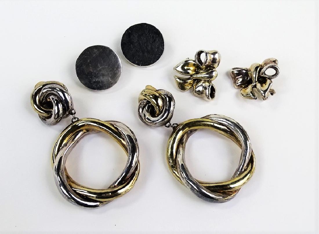 LOT OF 3 SETS OF VINTAGE STERLING SILVER EARRINGS (1 of 2)