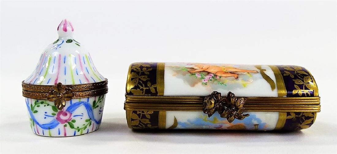 2 LIOMGES HAND PAINTED PORCELAIN TRINKET BOXES (1 of 3)