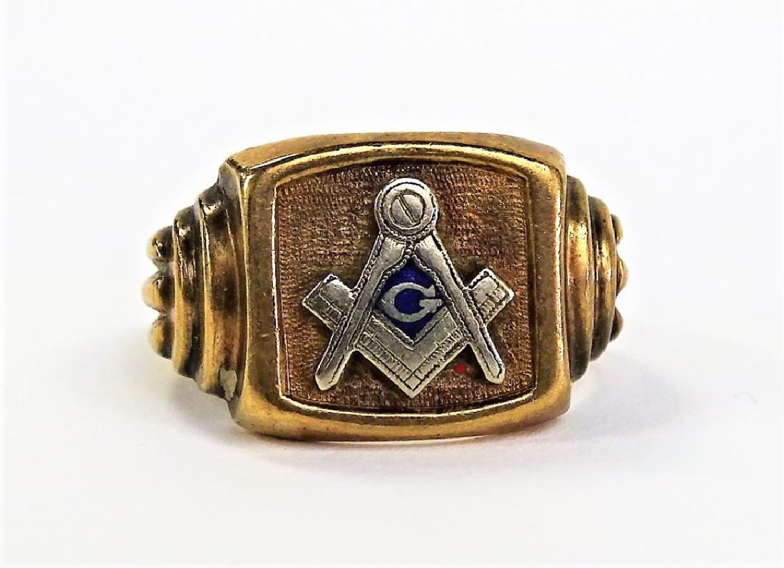 GENTS 10K ROSE GOLD MASONIC RING (1 of 3)