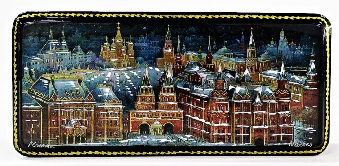 HAND PAINTED MOTHER OF PEARL RUSSIAN LACQUER BOX (1 of 3)