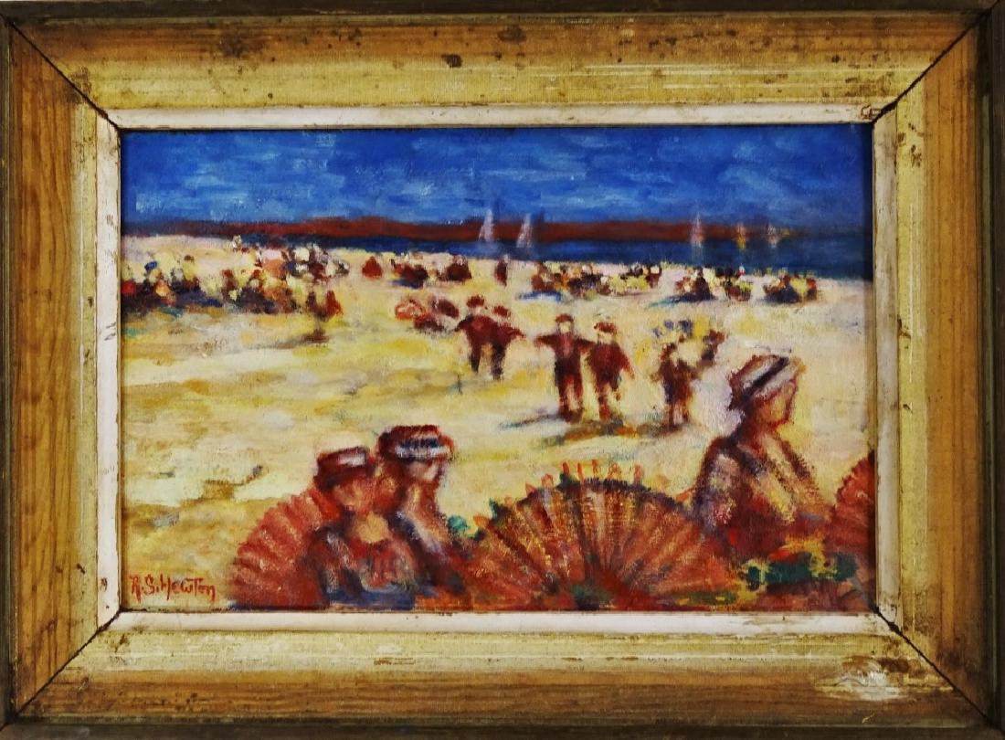 R.S. HEWTON ORIGNAL OIL/PANEL BEACH SCENE PAINTING (1 of 4)