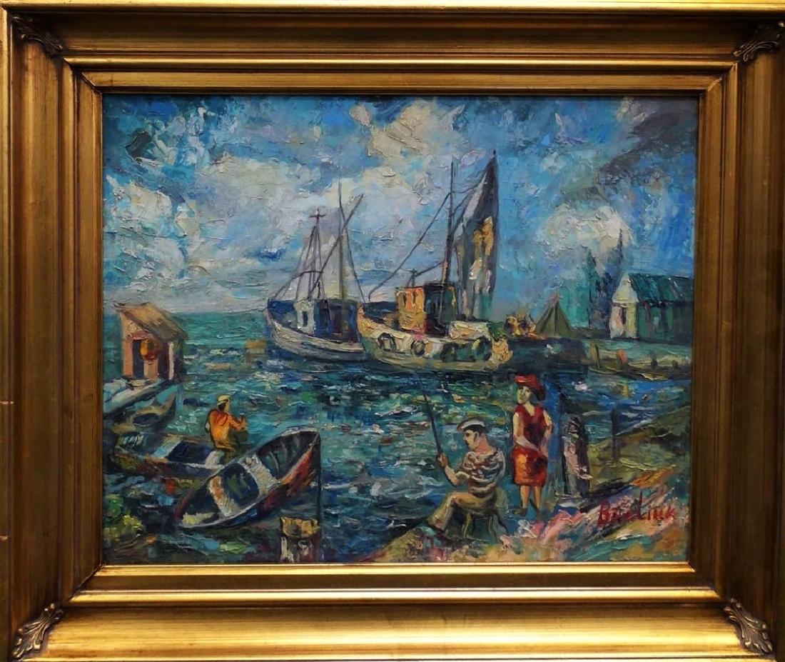 OIL ON CANVAS PAINTING ACCREDITED TO DAVID BURLIUK (1 of 4)